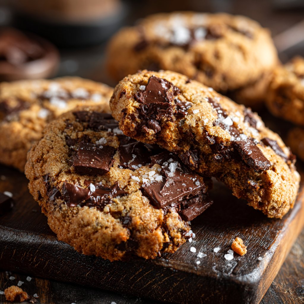 Cookies mit Zartbitterschokolade und Meersalz