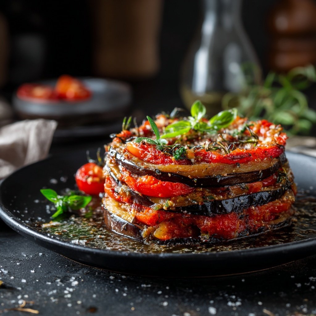 Kalorienarme Ofen Aubergine Mit Tomaten