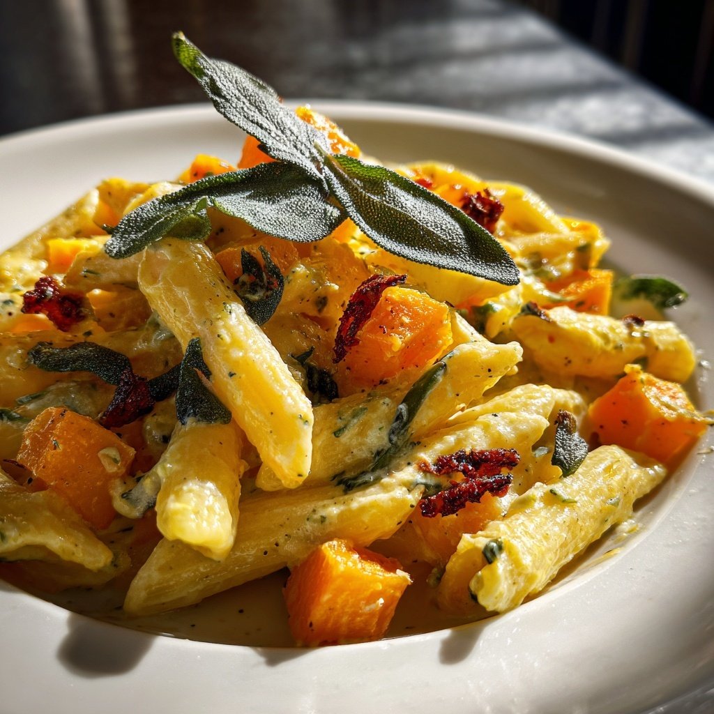 Penne mit Kürbis und Salbei