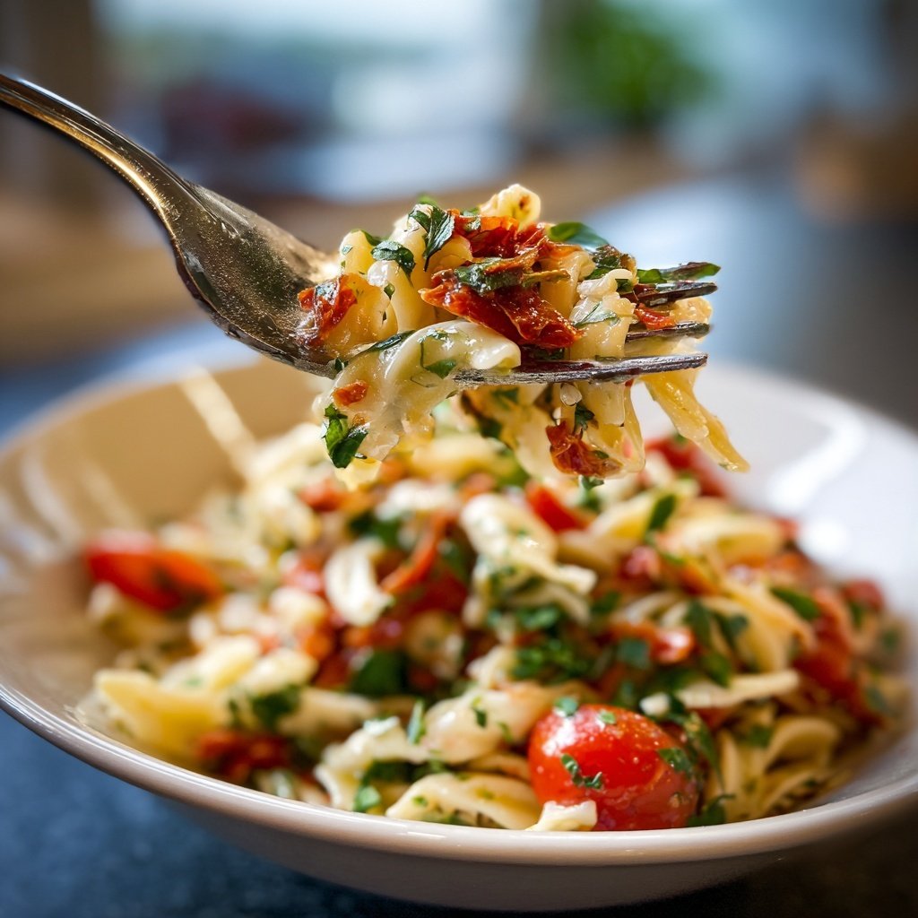 Mediterraner Nudelsalat Mit Getrockneten Tomaten