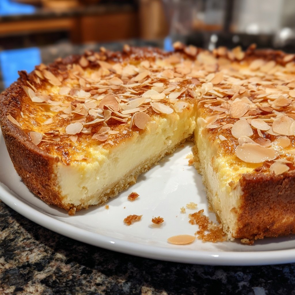 Käsekuchen mit Mandelboden