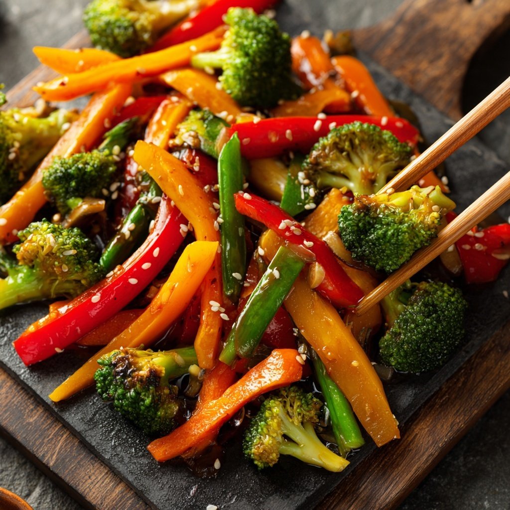 Asiatische Gemüsepfanne mit Sojasauce