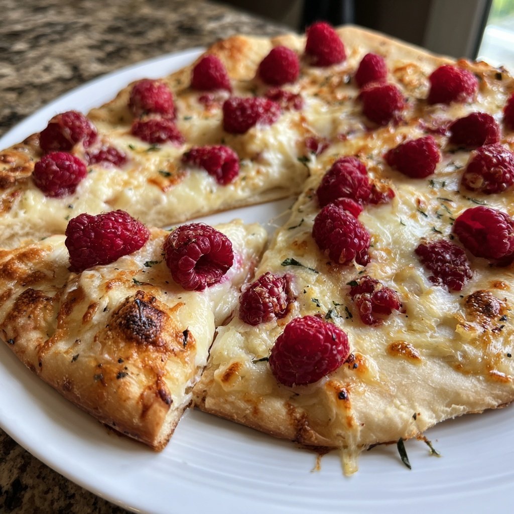 Flammkuchen mit Himbeeren und Brie