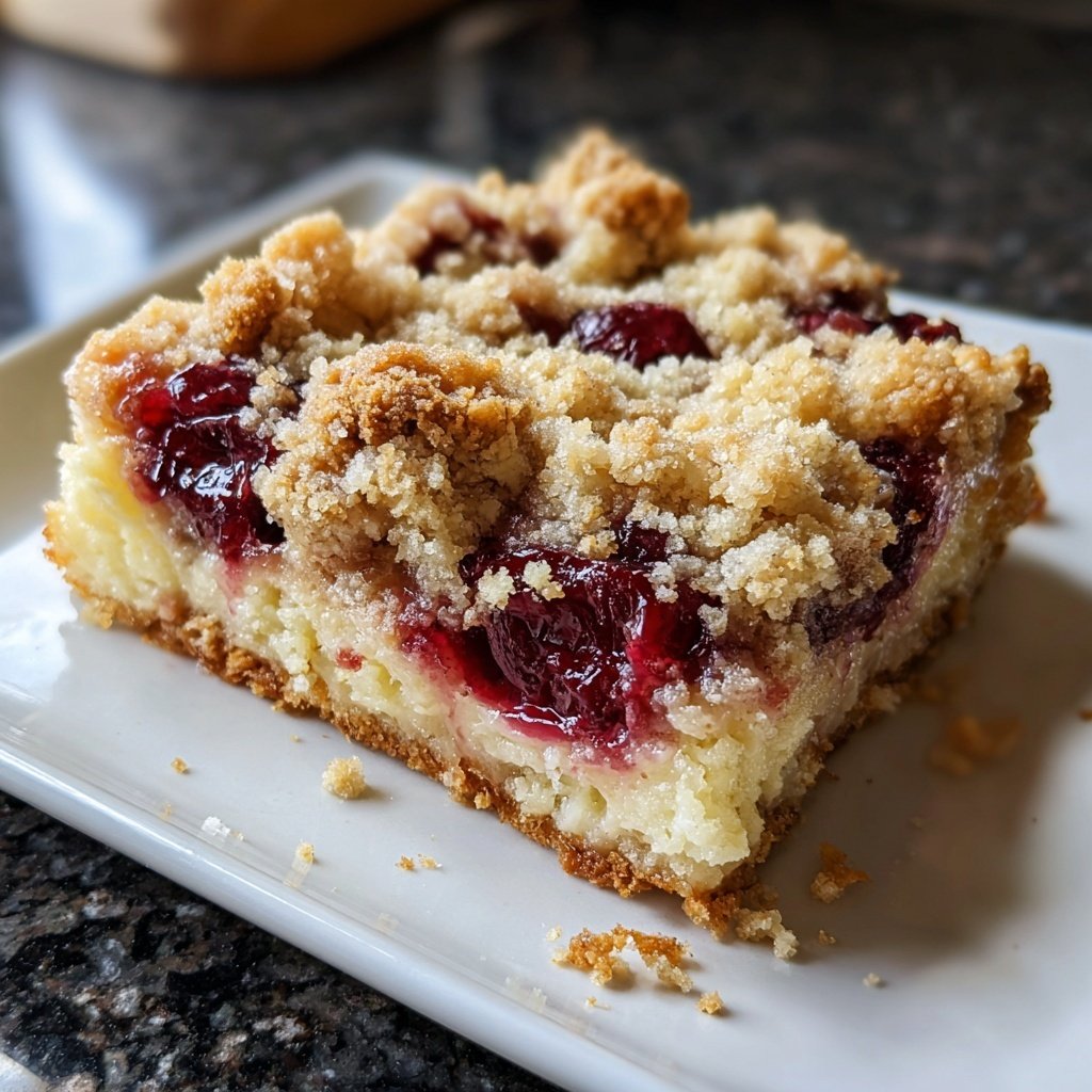 Streuselkuchen Mit Pudding Und Kirschen
