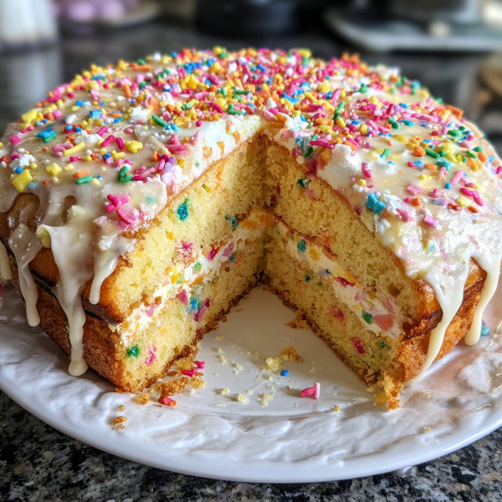 Geburtstagskuchen mit Streuseldecke