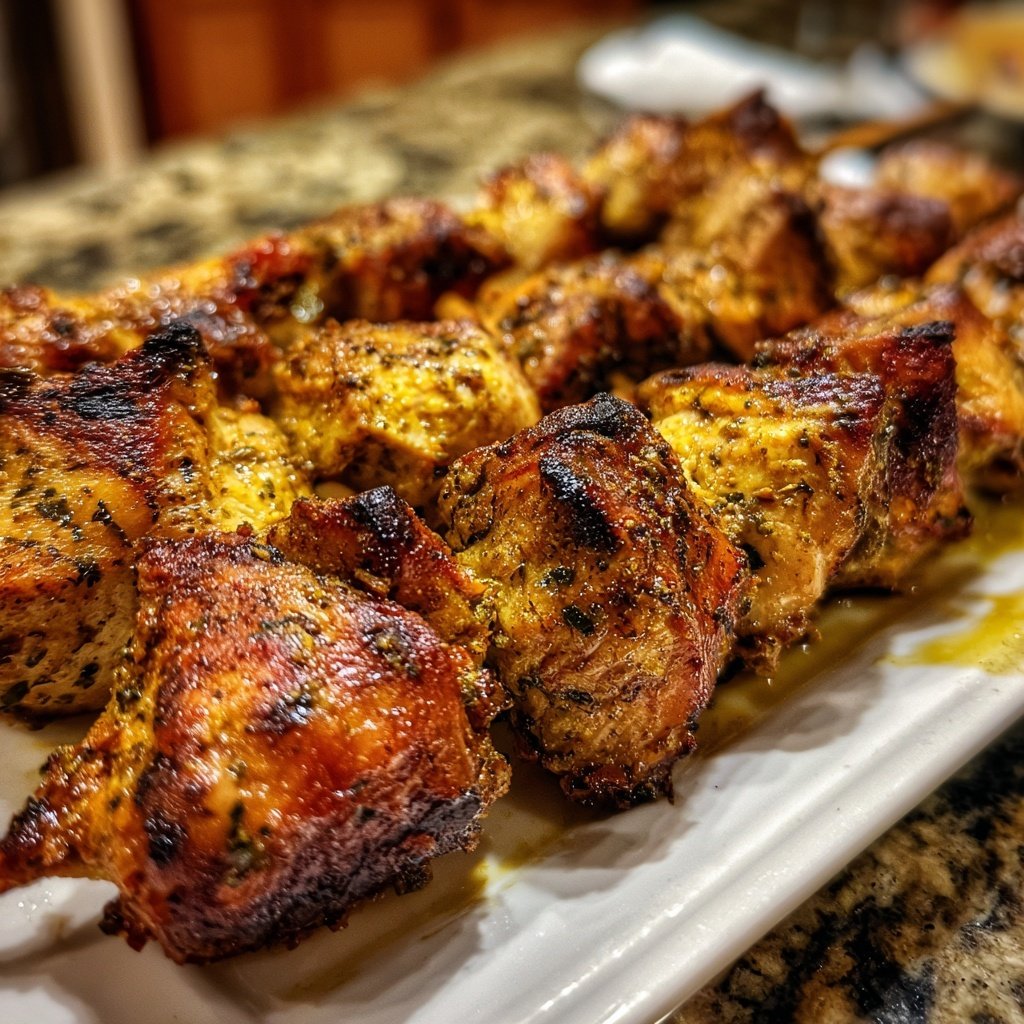 Gegrillte Hähnchenspieße