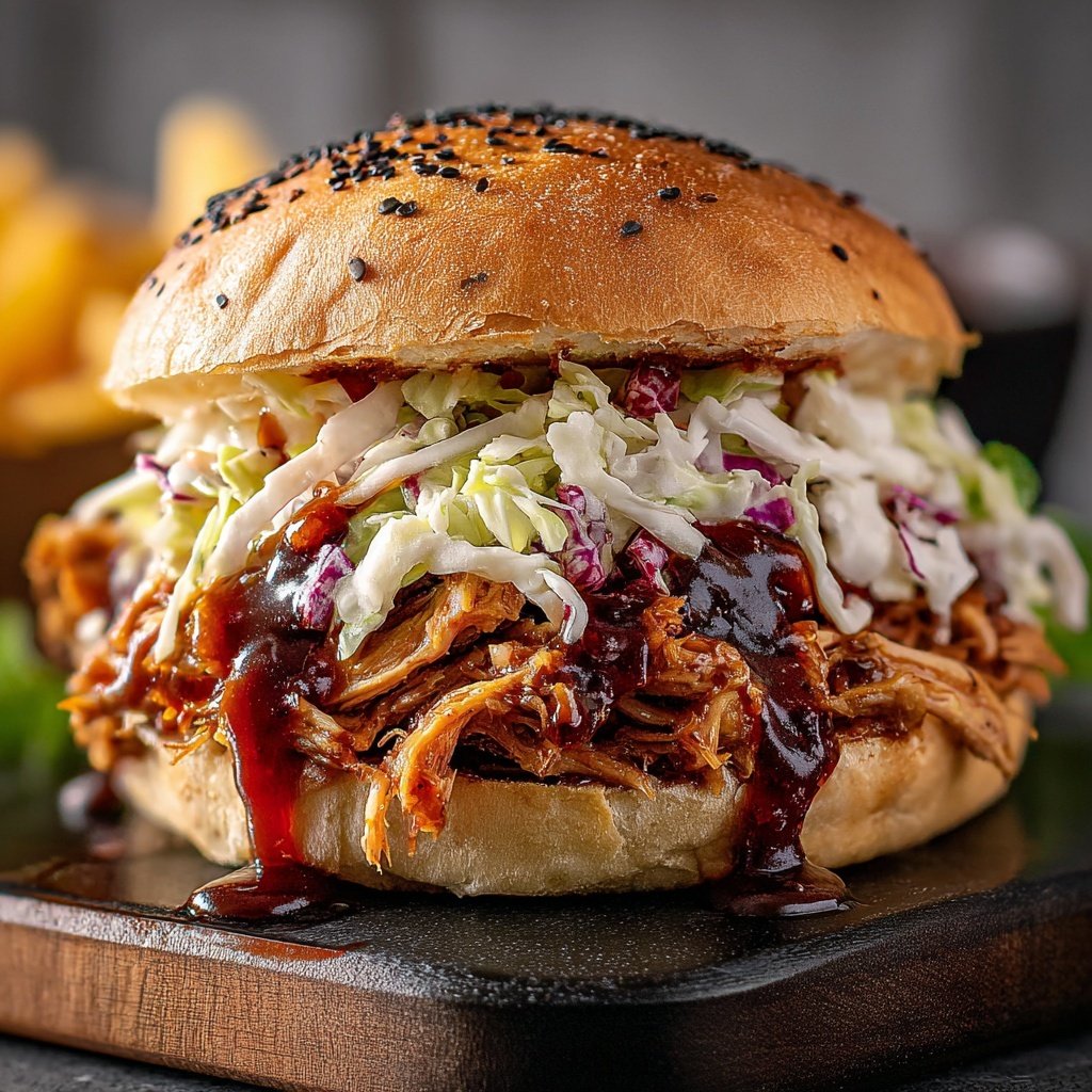 Pulled Chicken Burger vom Grill